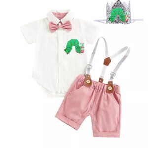 The Very Hungry Caterpillar Outfit Boy Smash Cake Birthday Clothes Suspenders